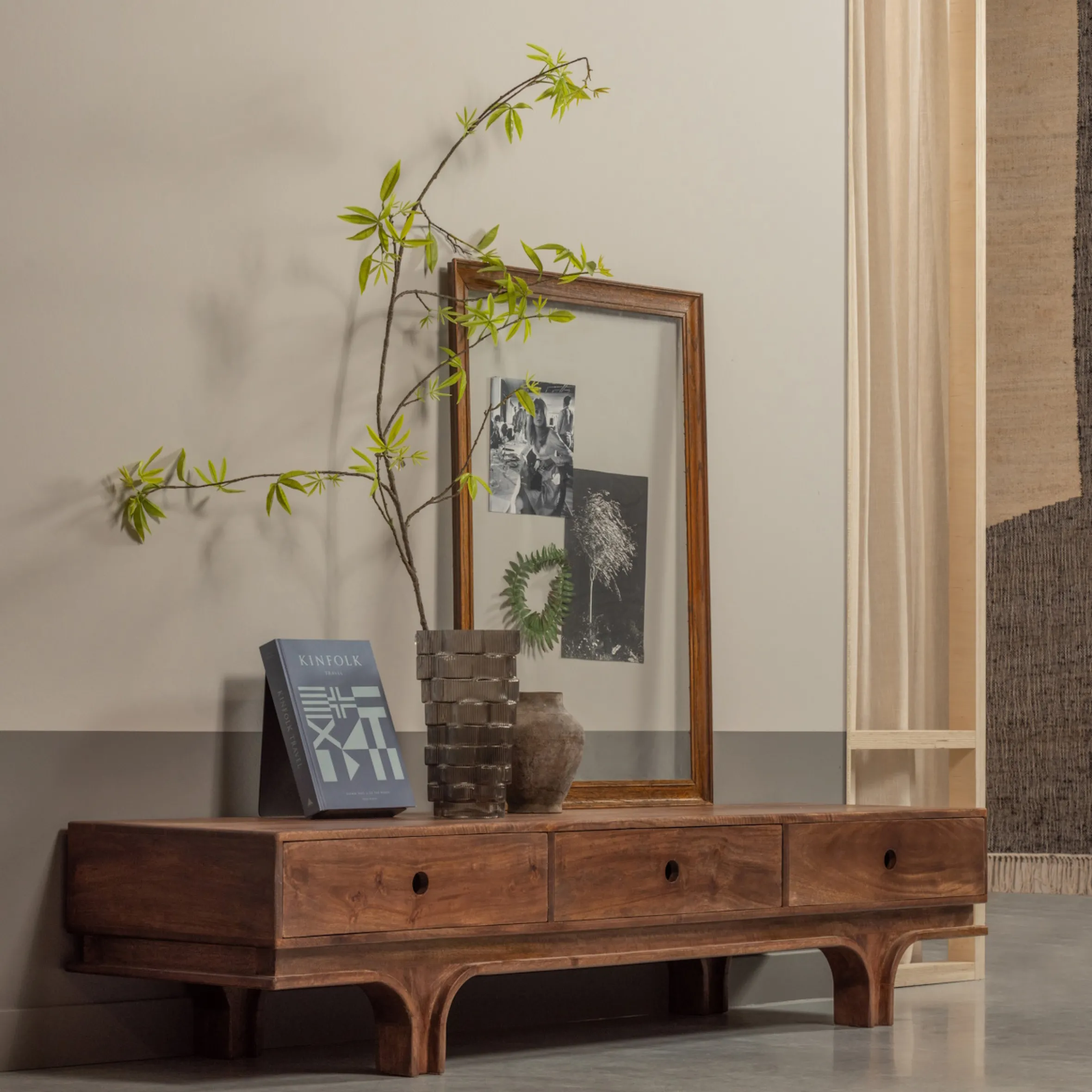 Retro TV-Board Lowboard Staes Mangoholz 3 Schubalden 180