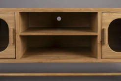 Retro TV-Board Sideboard Caroun Bambus Rauchglas