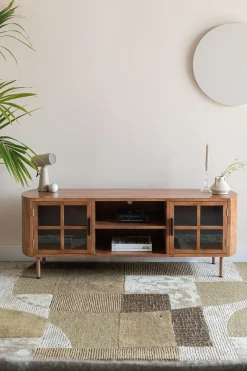 Retro TV-Board Sideboard Yaz Oval mit Sprossenkorpus