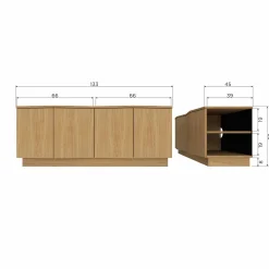 Retro TV-Board Sideboard Zuma 133 cm Eichenfurnier