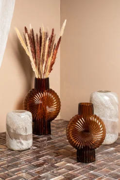 Retro Vase Brown Stripes Glas 32cm