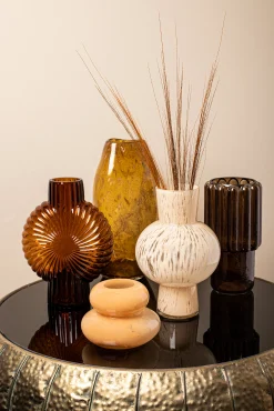 Retro Vase Brown Stripes Glas 32cm