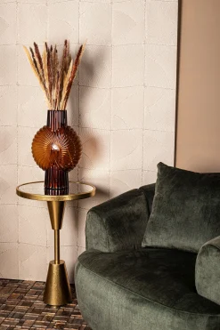 Retro Vase Brown Stripes Glas 32cm