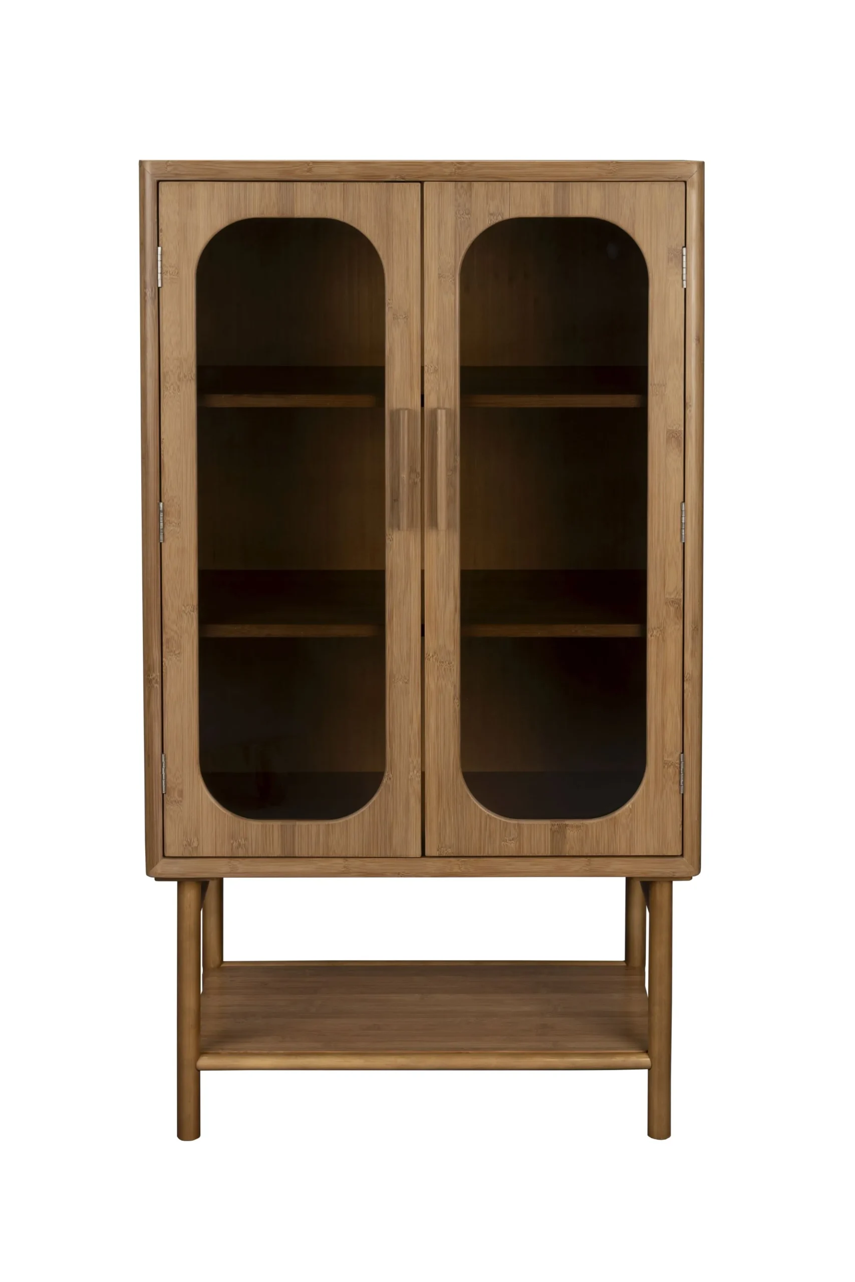 Retro Vitrine Hochkommode Caroun Bambus Rauchglas