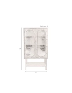 Retro Vitrine Hochkommode Caroun Bambus Rauchglas