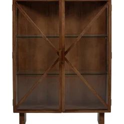 Retro Vitrine Kella Mangolzholz breit Braun