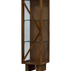 Retro Vitrine Kella Mangolzholz schmal Braun