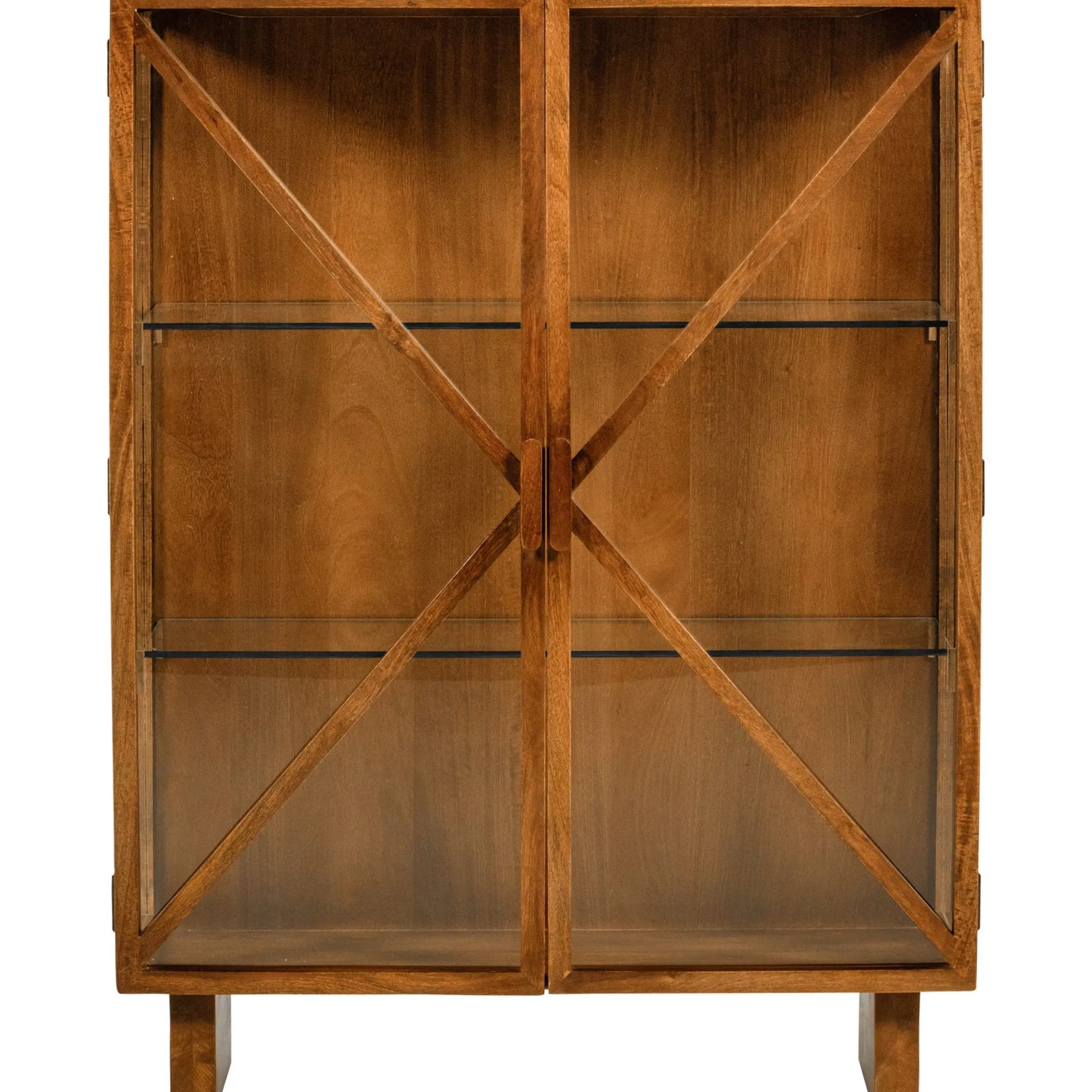 Retro Vitrine Kella Mangolzholz breit Natur