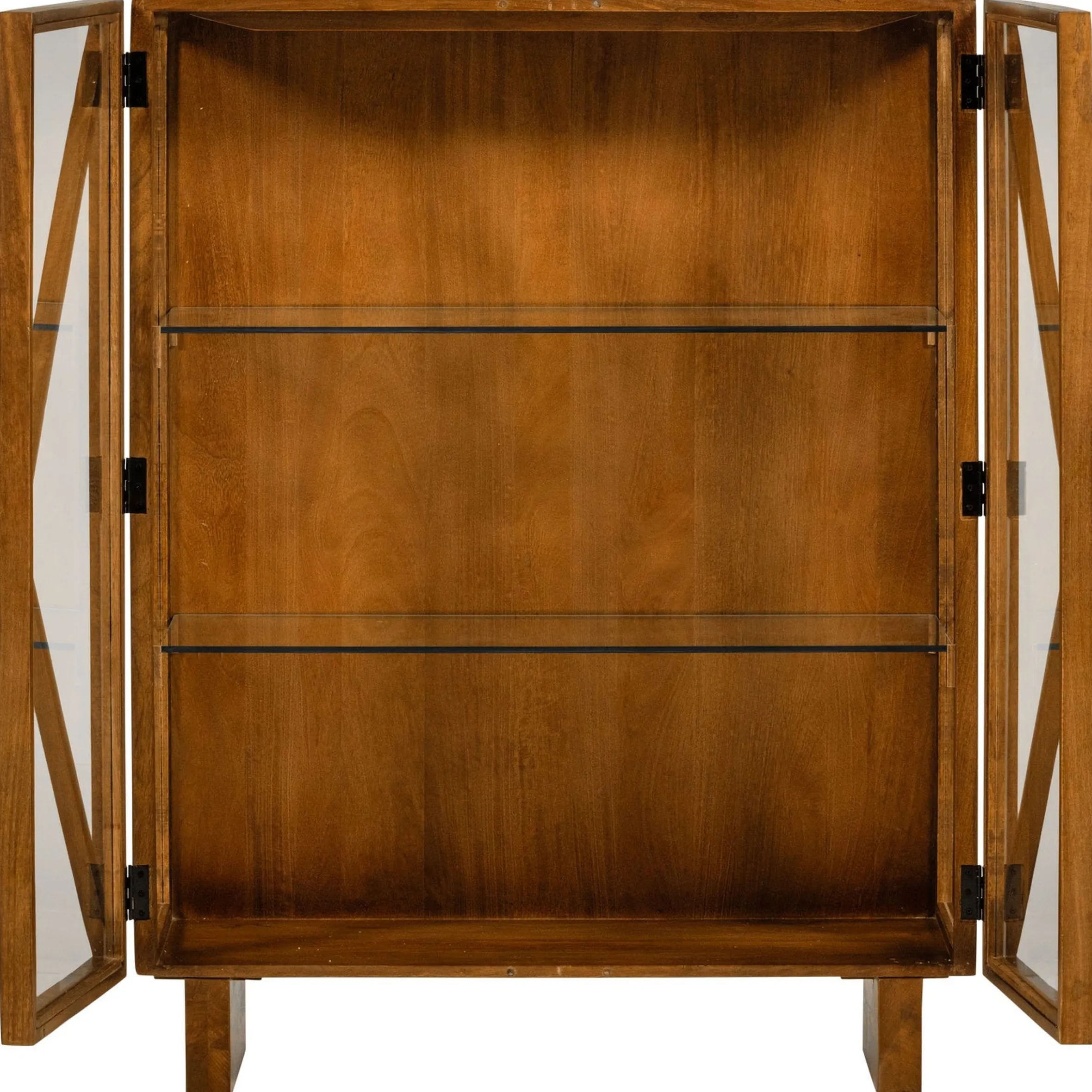 Retro Vitrine Kella Mangolzholz breit Natur