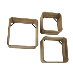 Retro Wandregal 3er Set Curvy Cubes Akazienholz