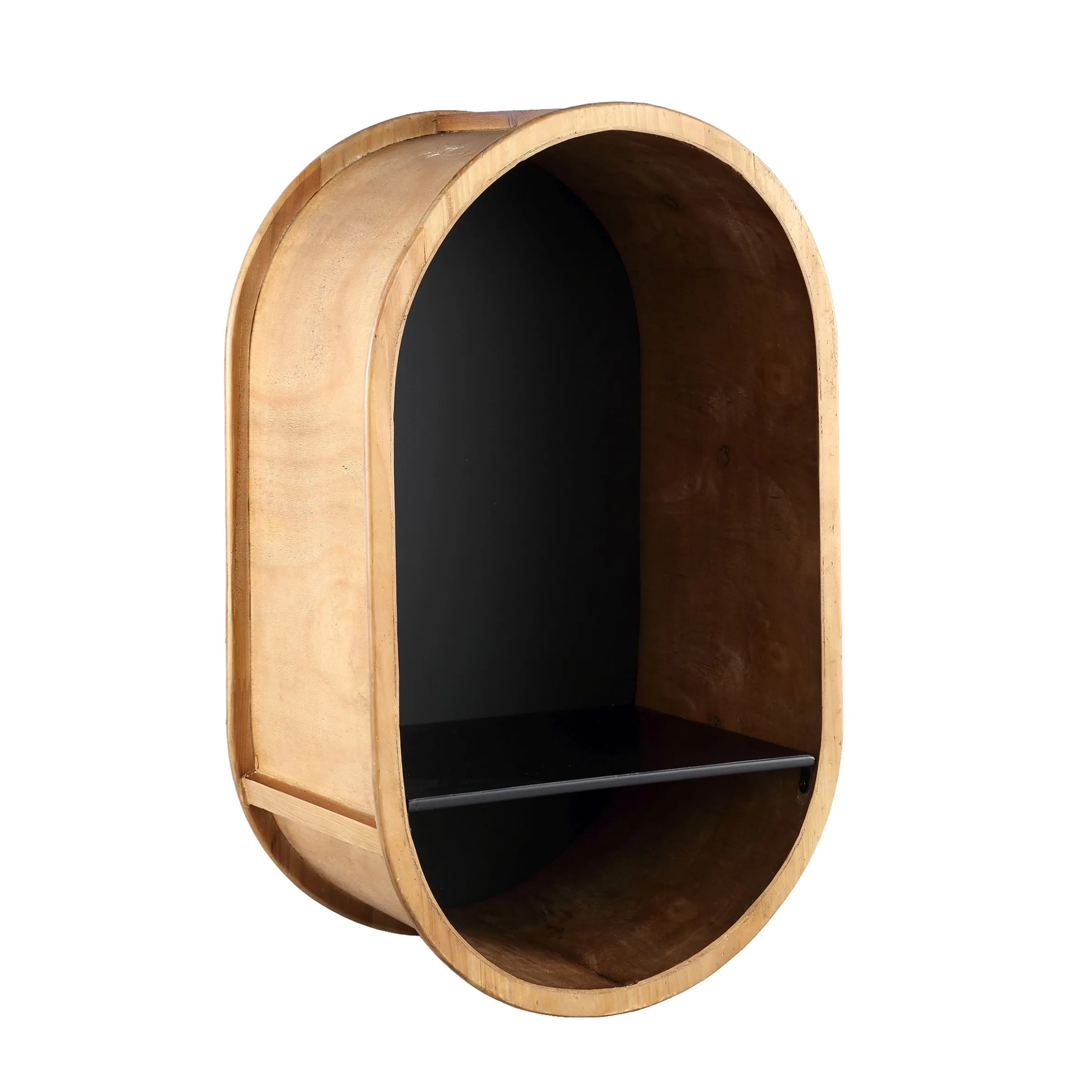 Retro Wandregal Holz Roundabout mit Metallboden