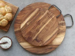 Schneidebrett Servierbrett Tapasbrett Laon Rund aus beständigem Akazienholz Geölt