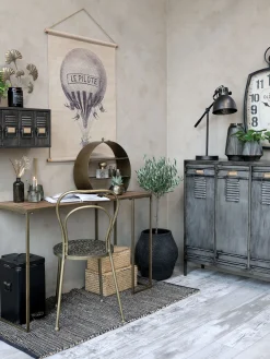 Schreibtisch Konsoltisch Industrial Boheme Metall Messing Holz