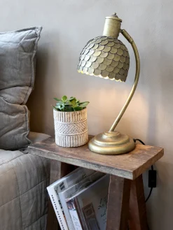 Schreibtischlampe Dragon Scales Metall in Antik Messing Tischlampe
