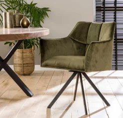 Set Esstischbank Polsterbank Raster + 2 Armlehnstühle Samt Grün