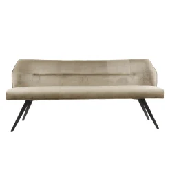 Set Esstischbank Polsterbank Pull Raute + 2 Armlehnstühle Samt Champagner