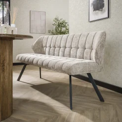 Set Esstischbank Polsterbank Raster + 2 Armlehnstühle Samt, Boucle oder Strukturstoff