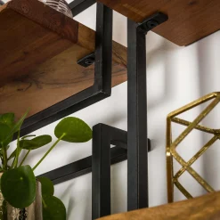 Set Wandregal Akazie Baumkante Edge Metall Groß