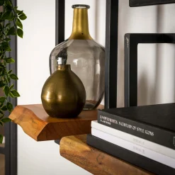 Set Wandregal Akazie Baumkante Edge Metall Groß