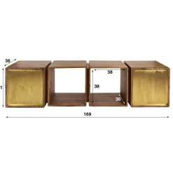 Sideboard Brass für die Wand 2türig Mangoholz Messingbeschläge