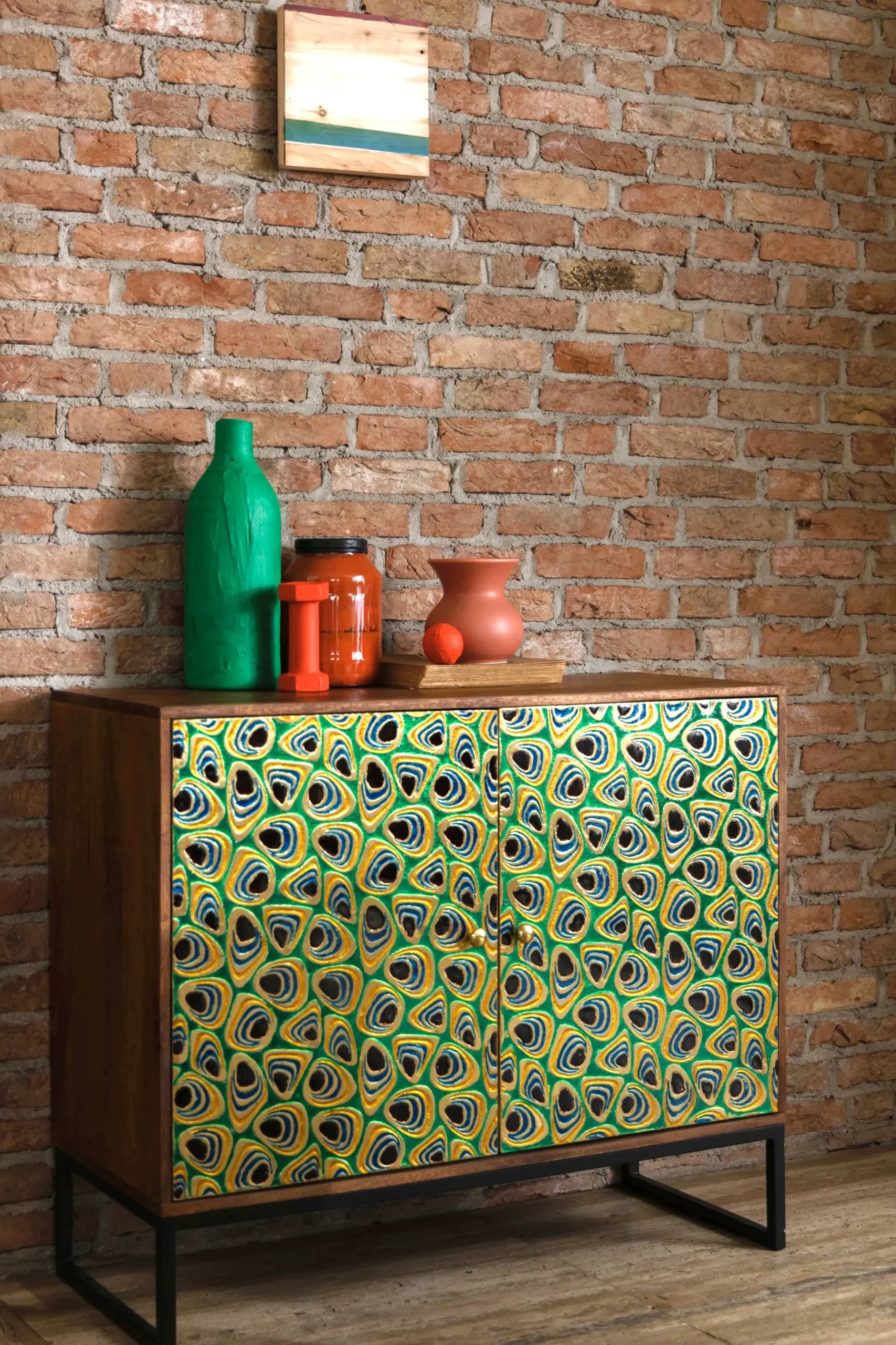 Sideboard Vintage Meena Mangoholz Metall Peacock