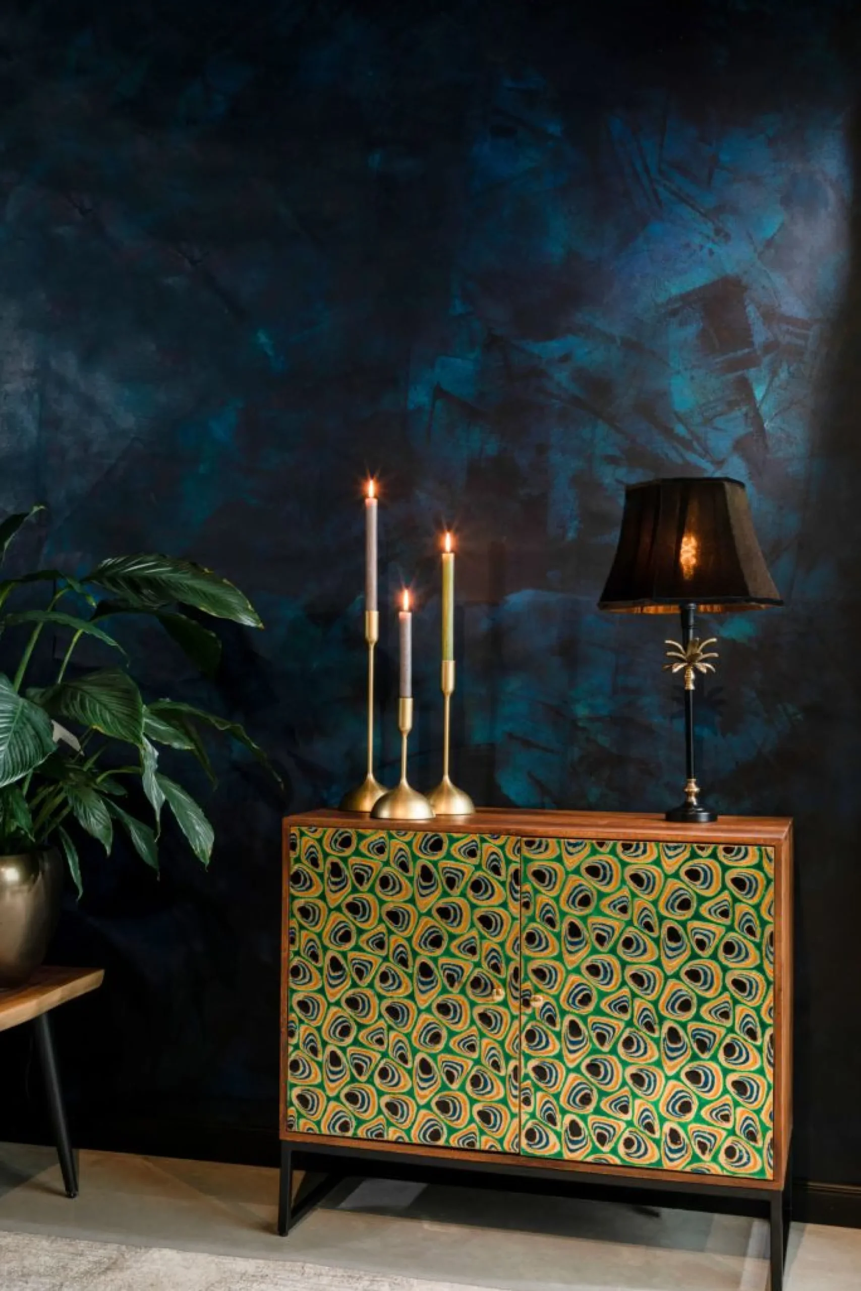 Sideboard Vintage Meena Mangoholz Metall Peacock