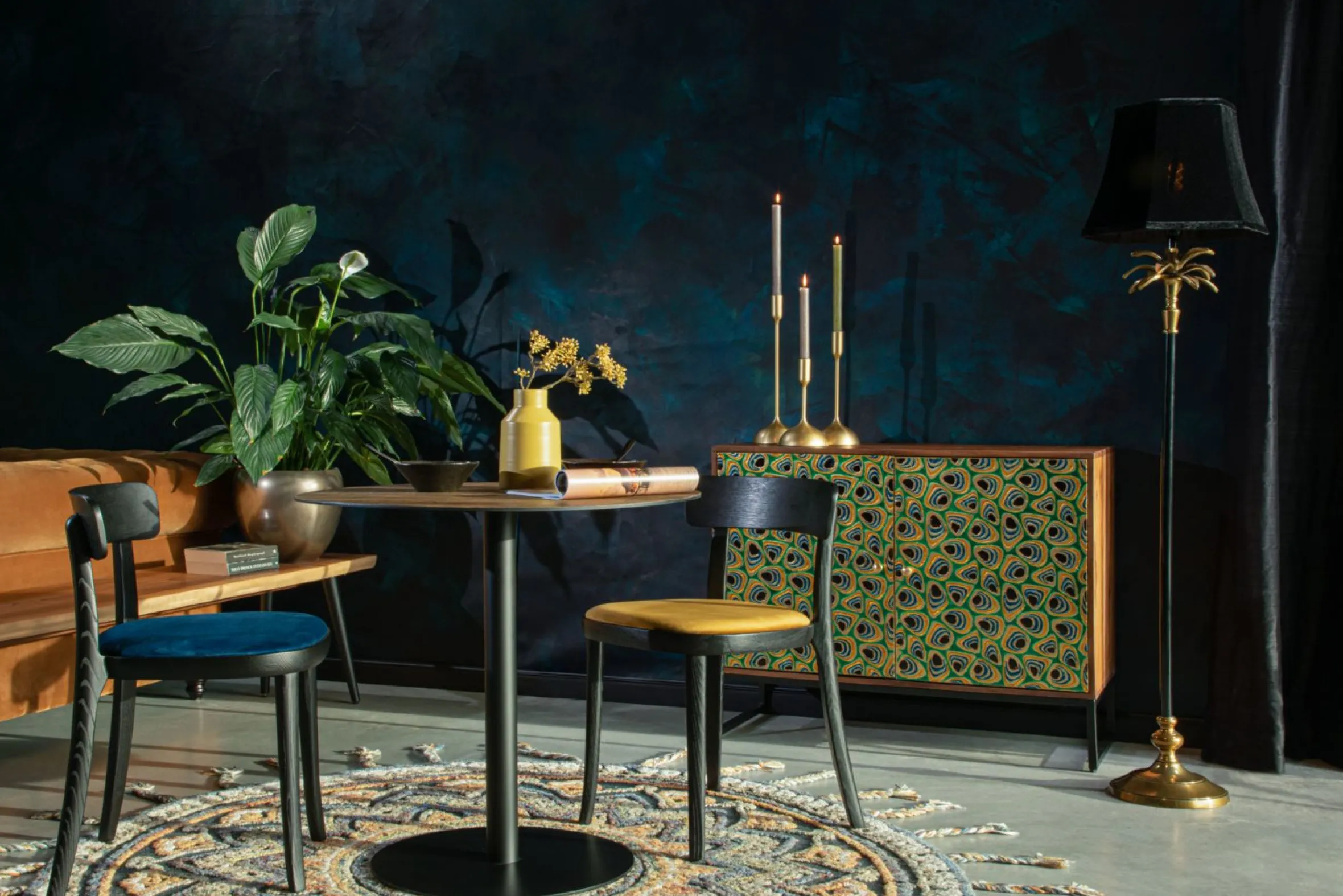 Sideboard Vintage Meena Mangoholz Metall Peacock