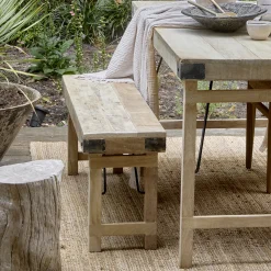 Sitzbank Outdoorbank Esstischbank Vintage Klappbar Limewash 160 cm