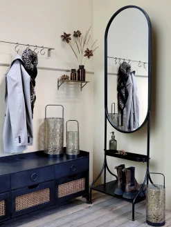 Spiegel Gardo Vintage Antik-Schwarz Metall mit Ablage