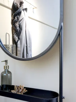 Spiegel Gardo Vintage Antik-Schwarz Metall mit Ablage