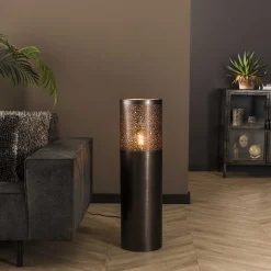 Stehlampe Industrial Zylinder Schwarz Nickel in drei Größen