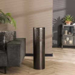 Stehlampe Industrial Zylinder Schwarz Nickel in drei Größen