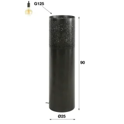 Stehlampe Industrial Zylinder Schwarz Nickel in drei Größen