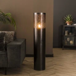 Stehlampe Industrial Zylinder Schwarz Nickel in drei Größen