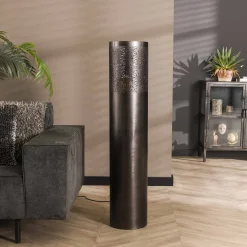 Stehlampe Industrial Zylinder Schwarz Nickel in drei Größen