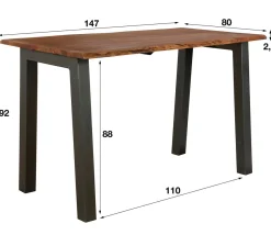 Stehtisch Bartisch Edge Akazie Baumkante Industrial 150/80/2,5