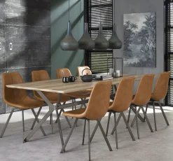 Stuhl Esszimmerstuhl Zig Zag Industrial Lederlook Cognac