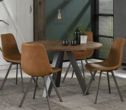 Stuhl Esszimmerstuhl Zig Zag Industrial Lederlook Cognac