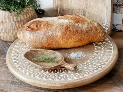 Tapasplatte Serviertablett Tours drehbar Mangoholz und Schnitzereien