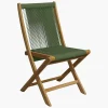 Teakholz Gartenstuhl Klappstuhl Rope Grün