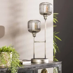 Tischlampe Retro Stripes Glas Silbergrau