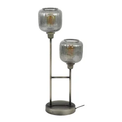 Tischlampe Retro Stripes Glas Silbergrau