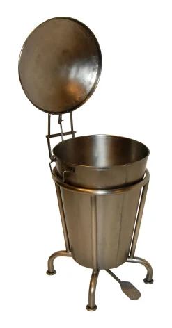 Treteimer Vintage Abfalleimer Industrial Silber Groß Poliert