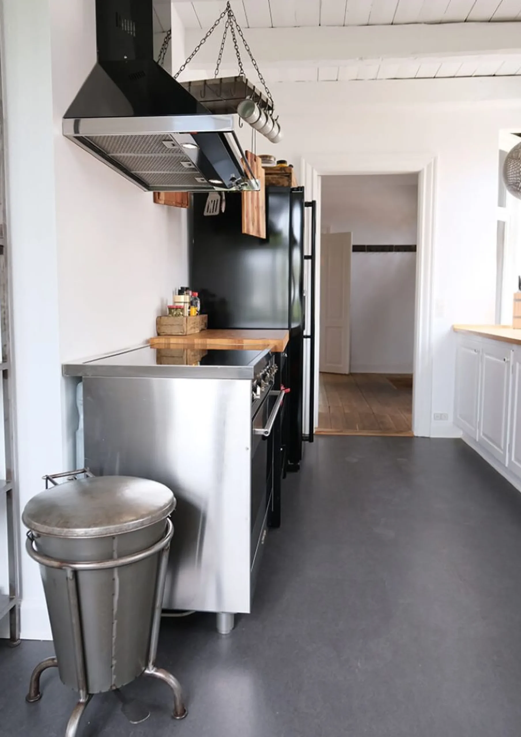 Treteimer Vintage Abfalleimer Industrial Silber Groß Poliert