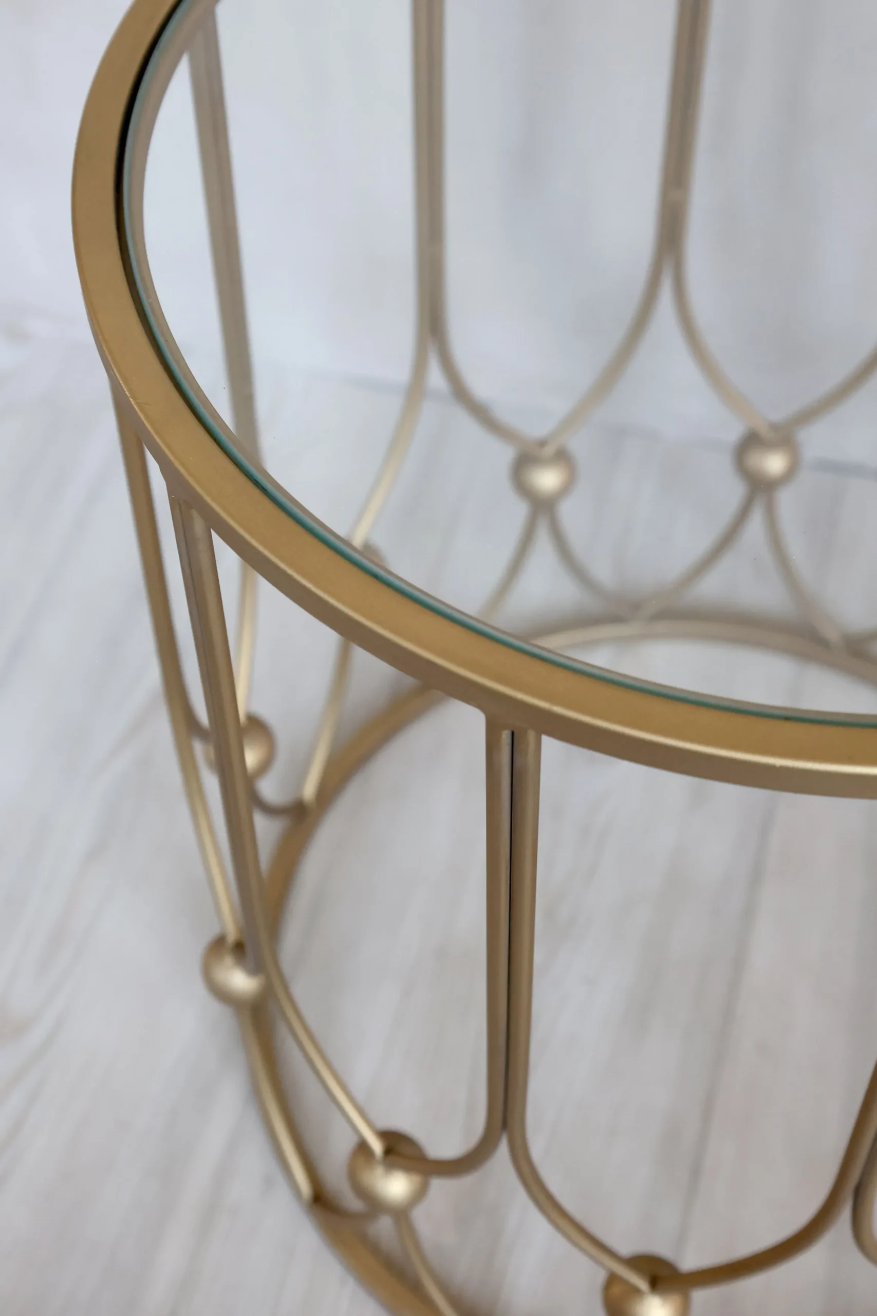 Vintage Beistelltisch Couchtisch Camille Gold Metall Glasplatte Klein