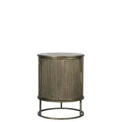 Vintage Beistelltisch Nachttisch Remi Rillenoptik Metall Antik-Messing