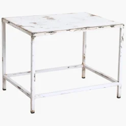 Vintage Beistelltisch Outdoortisch White Iron Metall