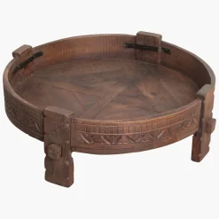 Vintage Couchtisch Grinding Bowl Holz Indien Alt