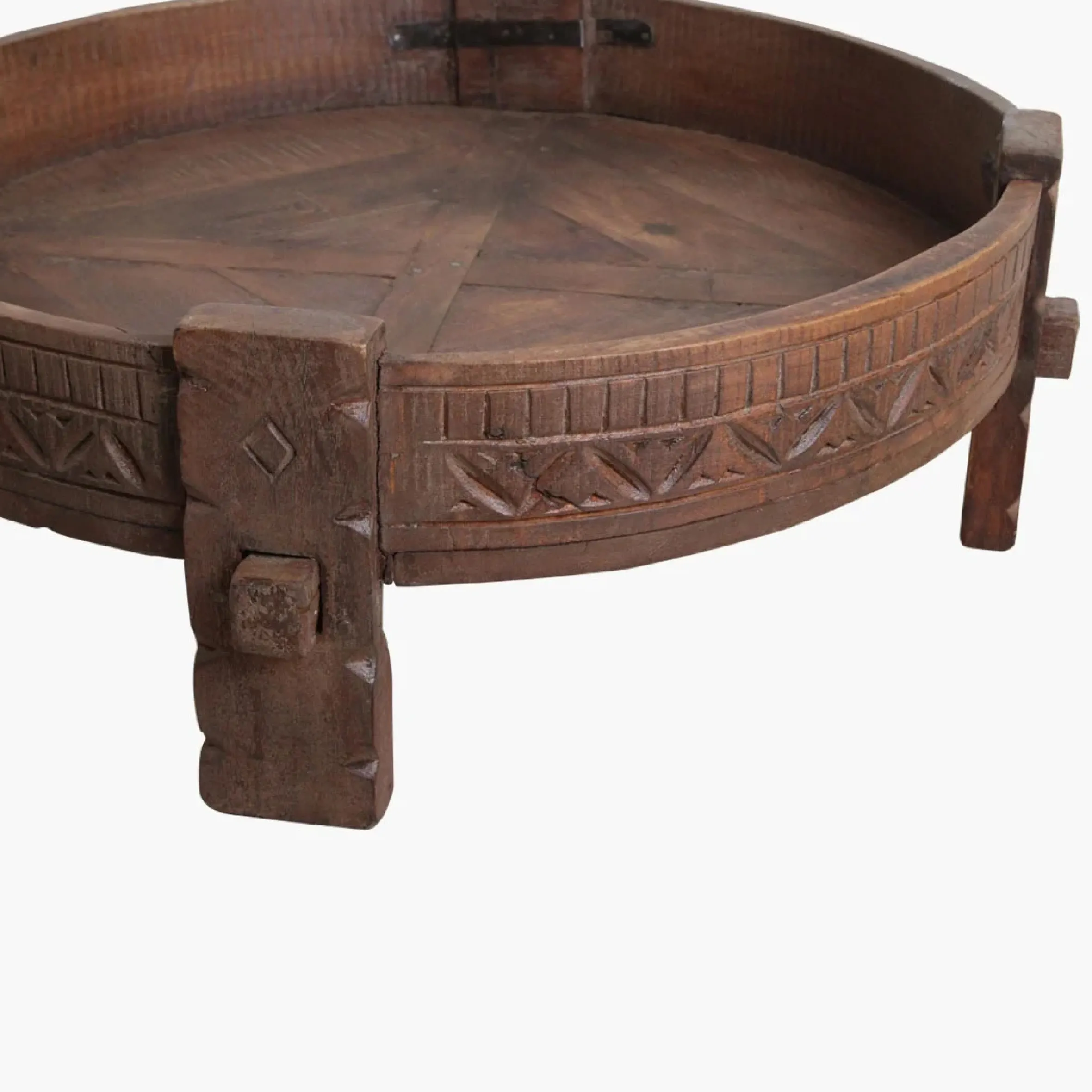 Vintage Couchtisch Grinding Bowl Holz Indien Alt