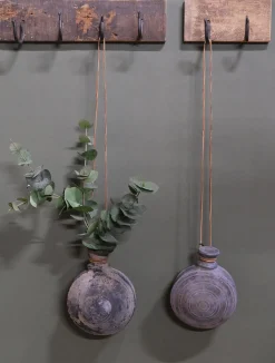 Vintage Deko Tonflasche mit Lederband